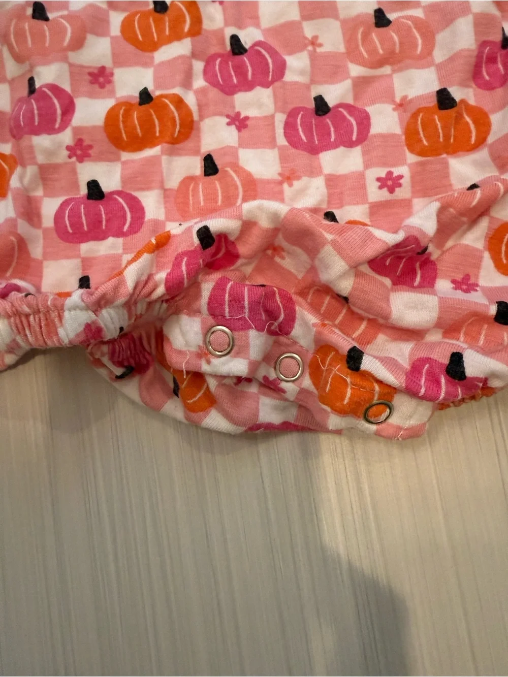Pink Pumpkin Print Short Sleeve T-shirt Bubble Romper Baby One-Piece Bodysuit
